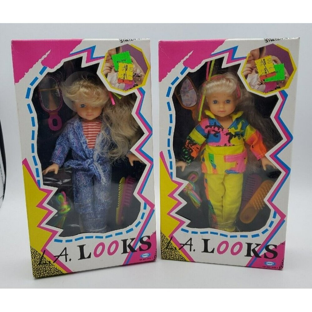 2 Vtg 1990 NEW L.A. Looks Doll NIB Cititoy Ages 3+ Lot of 2 w/ Hair Accessories